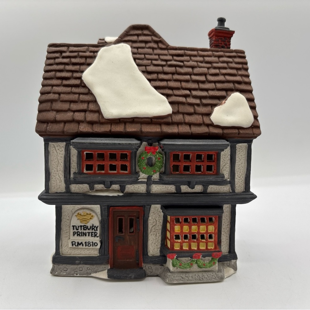 Department 56 1990 HVC Dickens Village Series Tutbury Printer 5568-9 Vintage